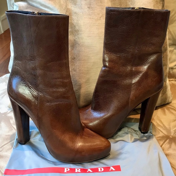 Prada Shoes - Prada Brown Leather Boots